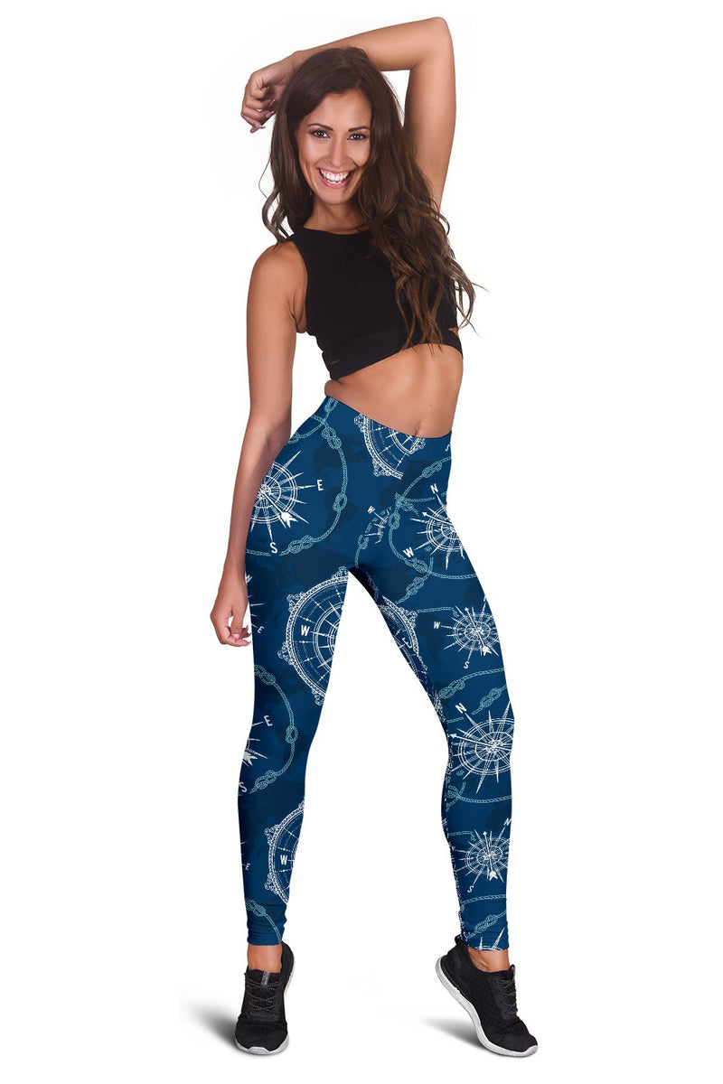 Nautical Compass Print Women Leggings