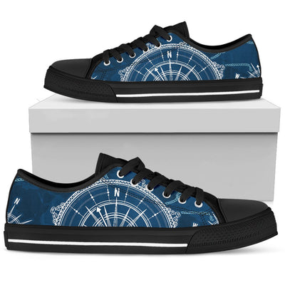 Nautical Compass Print Women Low Top Shoes