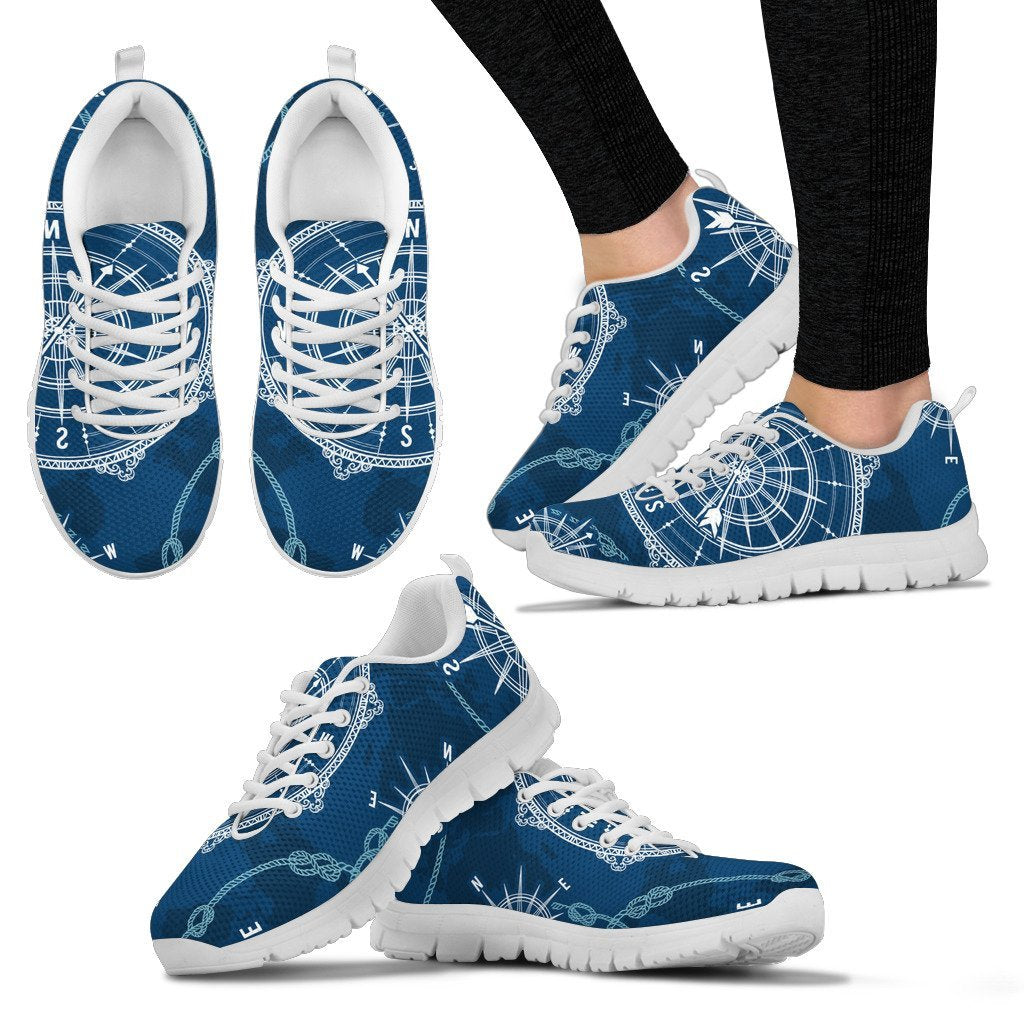 Nautical Compass Print Women Sneakers