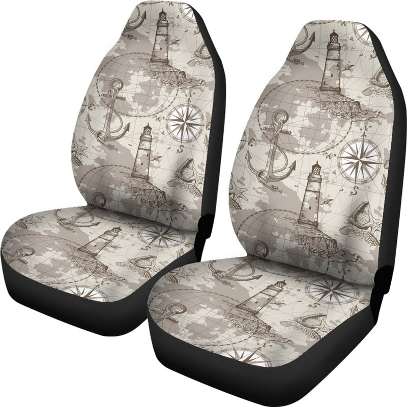 Nautical Map Design Themed Print Universal Fit Car Seat Covers
