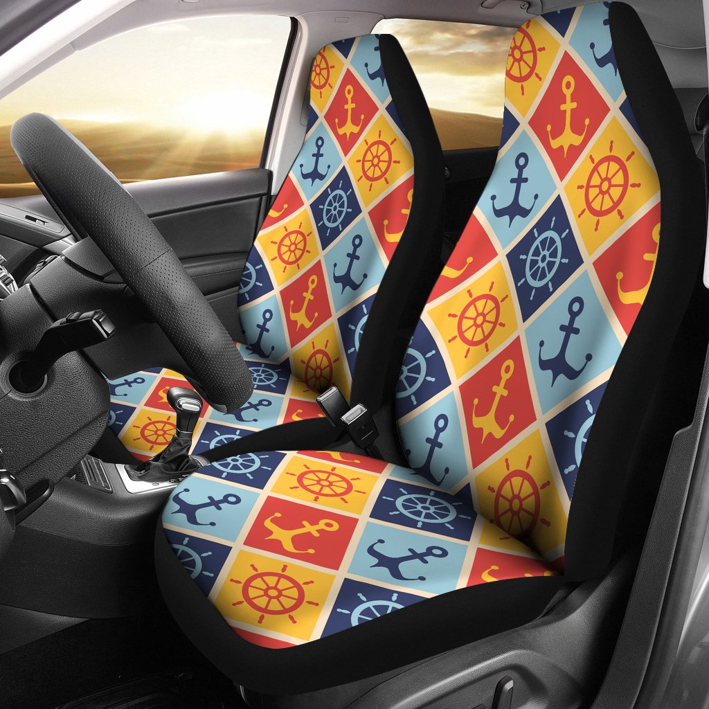 Nautical Pattern Design Themed Print Universal Fit Car Seat Covers