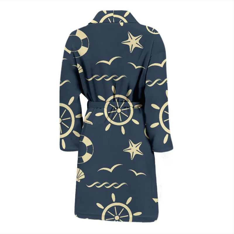 Nautical Pattern Print Design A01 Men Bathrobe-JORJUNE.COM