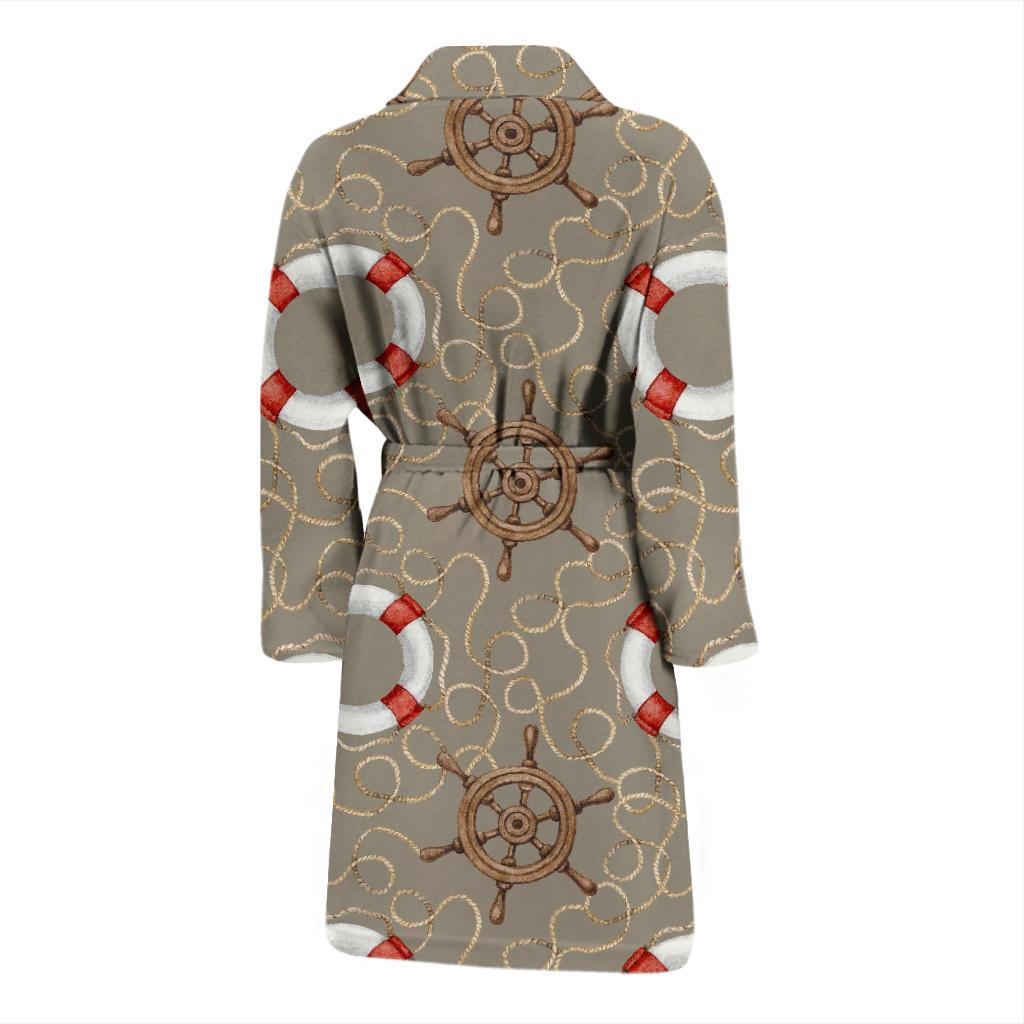 Nautical Pattern Print Design A02 Men Bathrobe-JORJUNE.COM