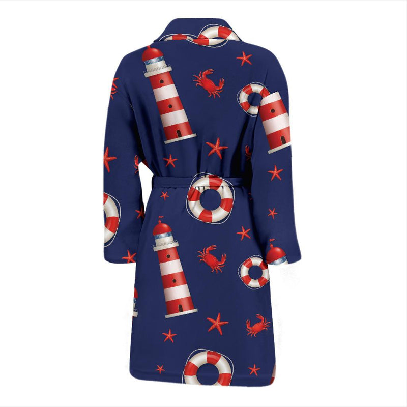 Nautical Pattern Print Design A03 Men Bathrobe-JORJUNE.COM