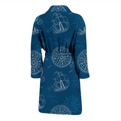 Nautical Pattern Print Design A04 Men Bathrobe-JORJUNE.COM