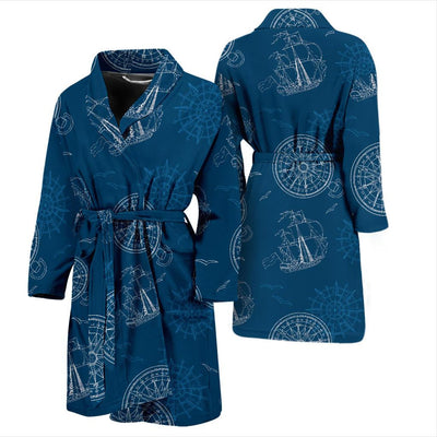 Nautical Pattern Print Design A04 Men Bathrobe-JORJUNE.COM