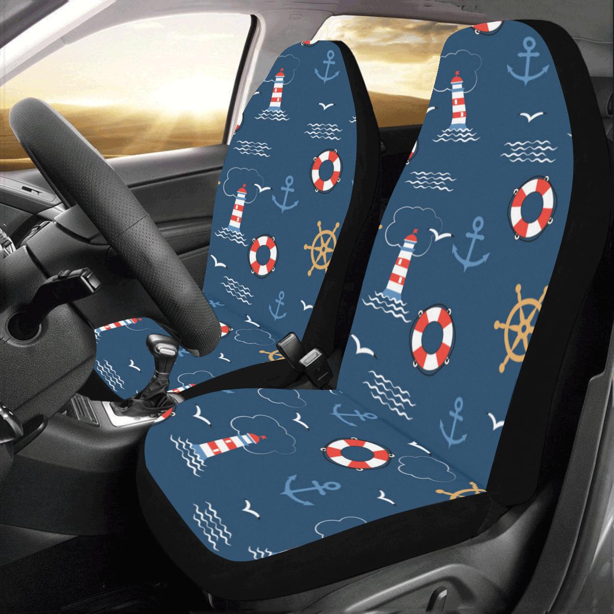 Nautical Pattern Print Design A06 Car Seat Covers (Set of 2)-JORJUNE.COM