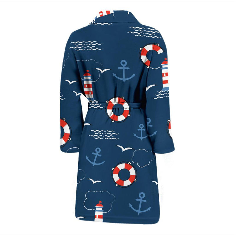 Nautical Pattern Print Design A06 Men Bathrobe-JORJUNE.COM