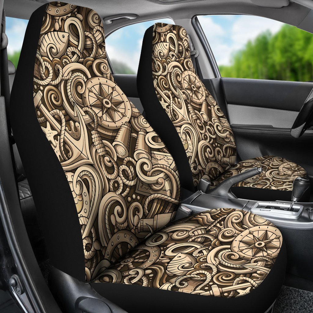 Nautical Tattoo Design Themed Print Universal Fit Car Seat Covers