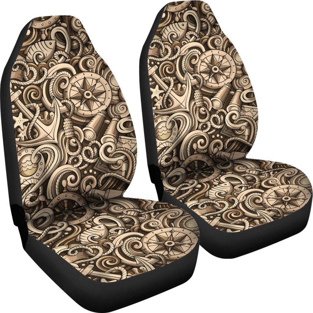 Nautical Tattoo Design Themed Print Universal Fit Car Seat Covers