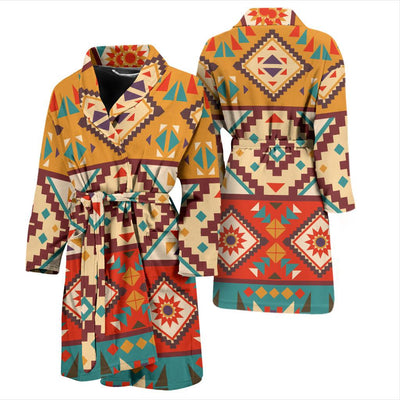 Navajo Pattern Print Design A01 Men Bathrobe-JORJUNE.COM