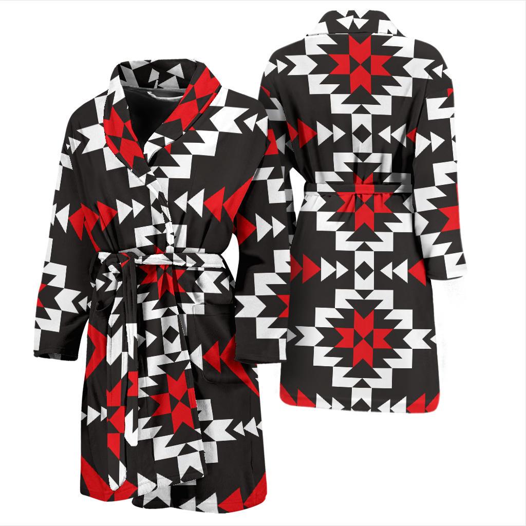 Navajo Pattern Print Design A02 Men Bathrobe-JORJUNE.COM