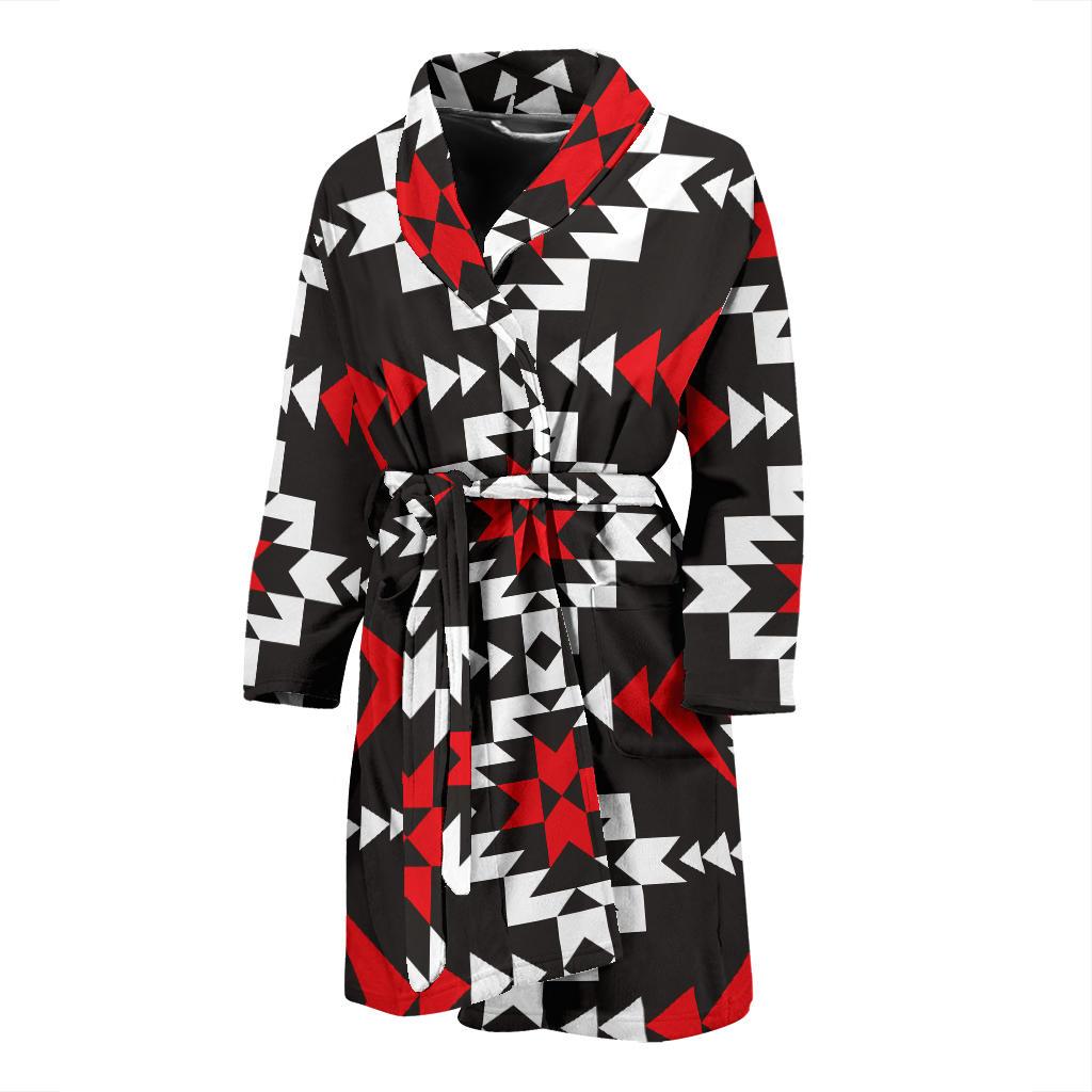 Navajo Pattern Print Design A02 Men Bathrobe-JORJUNE.COM