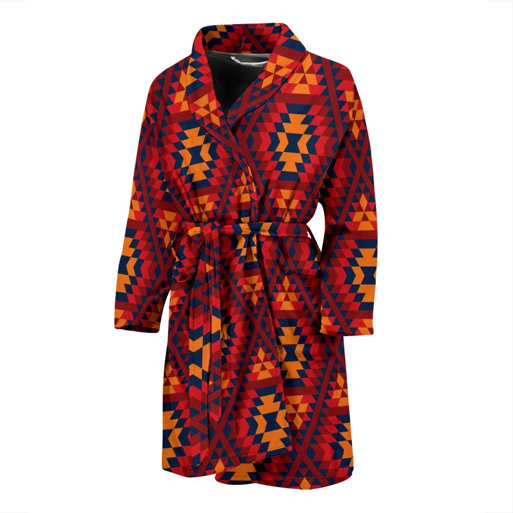 Navajo Pattern Print Design A03 Men Bathrobe-JORJUNE.COM