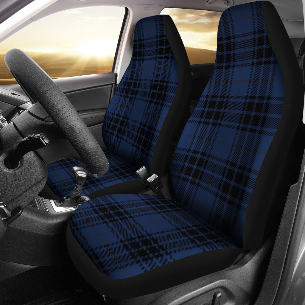 Navy Blue Tartan Plaid Pattern Universal Fit Car Seat Covers