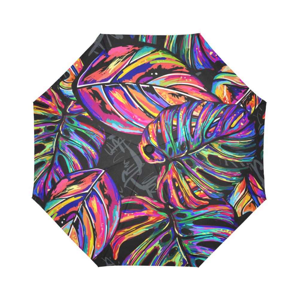 Neon Color Tropical Palm Automatic Foldable Umbrella