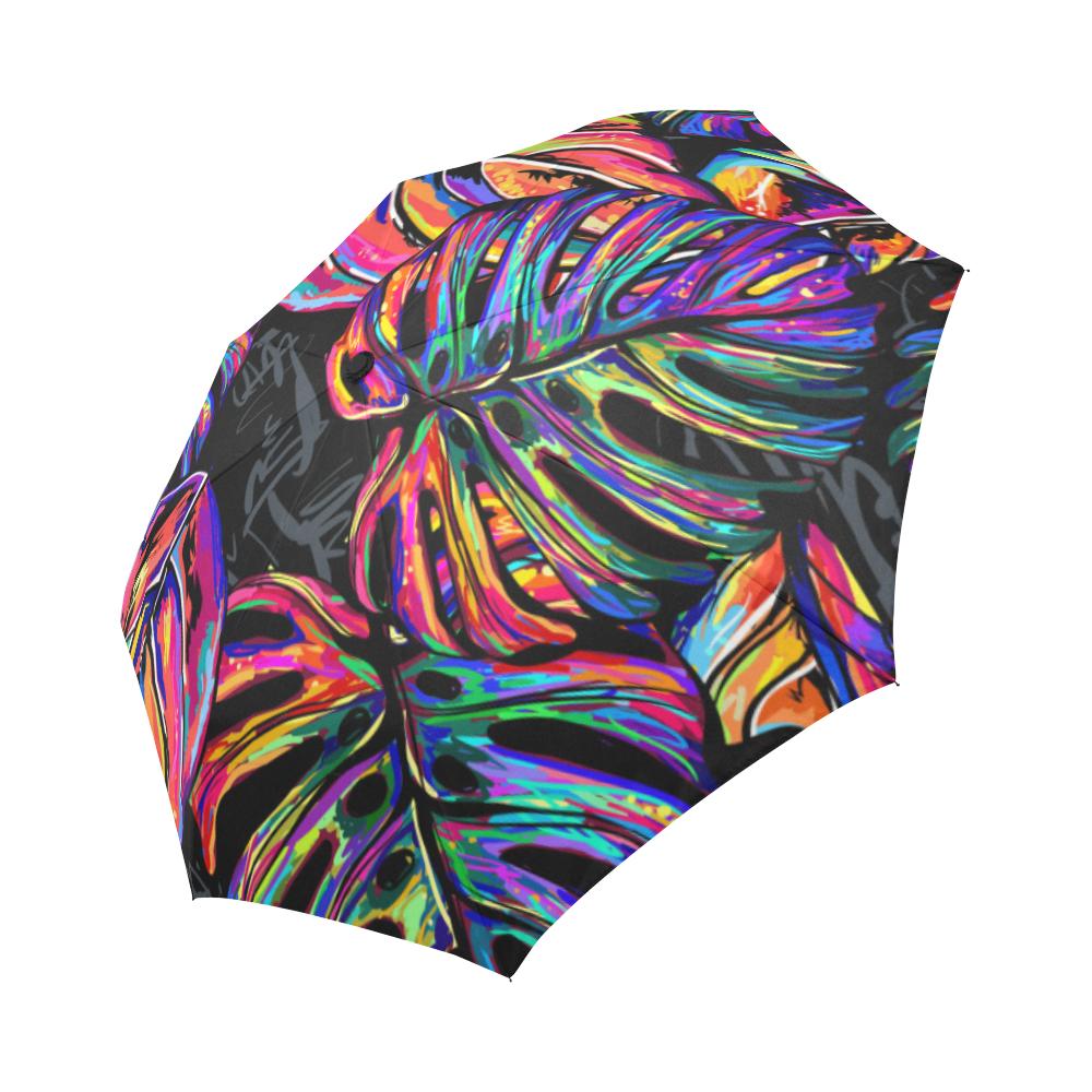 Neon Color Tropical Palm Automatic Foldable Umbrella