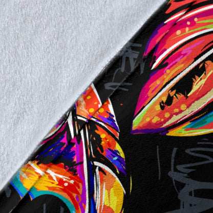 Neon Color Tropical Palm Leaves Fleece Blanket