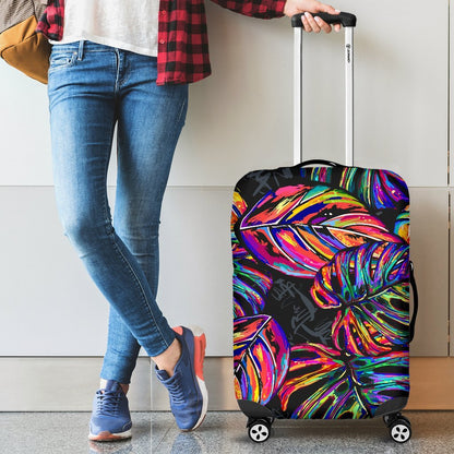Neon Color Tropical Palm Leaves Luggage Protective Cover