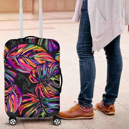 Neon Color Tropical Palm Leaves Luggage Protective Cover
