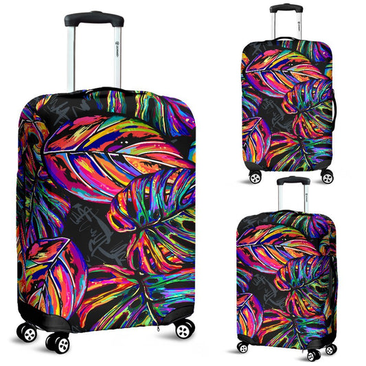 Neon Color Tropical Palm Leaves Luggage Protective Cover