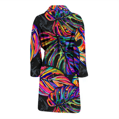 Neon Color Tropical Palm Leaves Men Bath Robe