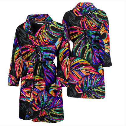 Neon Color Tropical Palm Leaves Men Bath Robe
