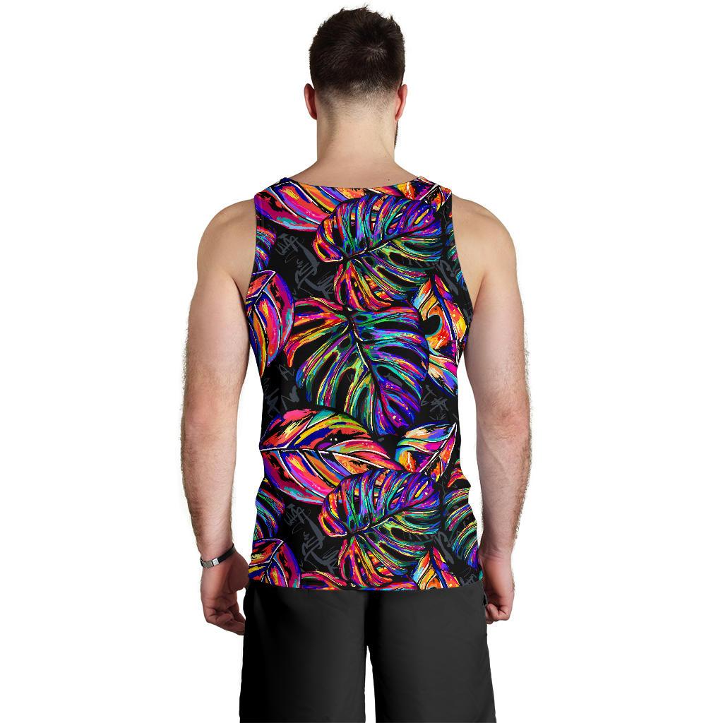 Neon Color Tropical Palm Leaves Men Tank Top