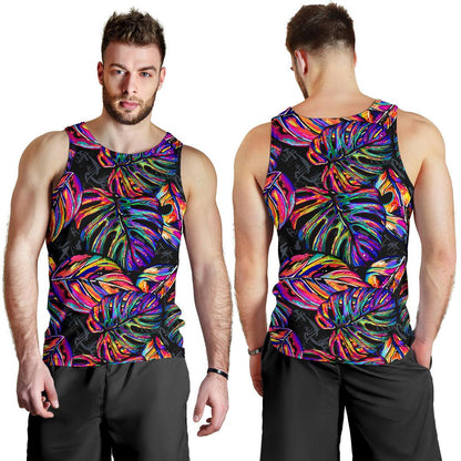 Neon Color Tropical Palm Leaves Men Tank Top