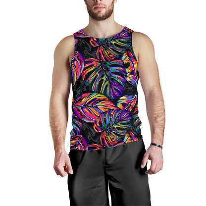 Neon Color Tropical Palm Leaves Men Tank Top
