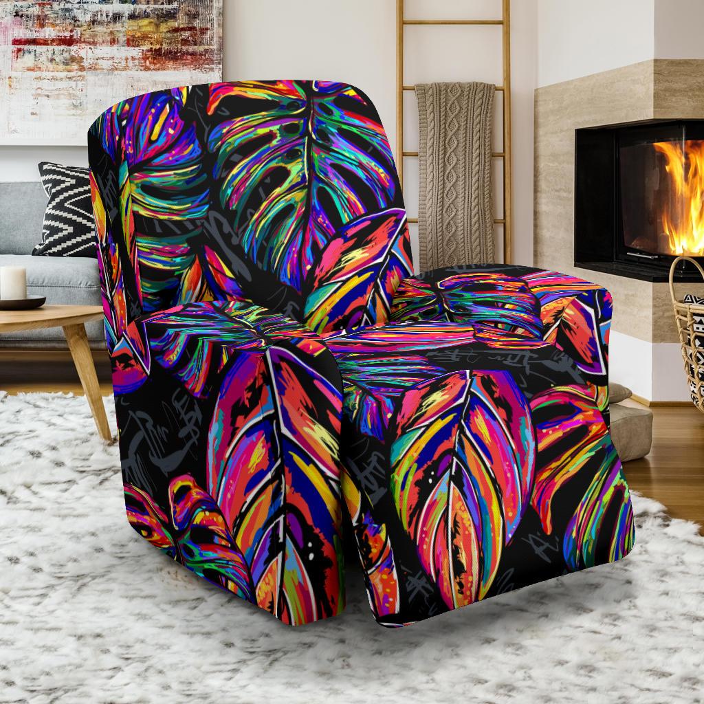 Neon Color Tropical Palm Leaves Recliner Slipcover-JORJUNE.COM