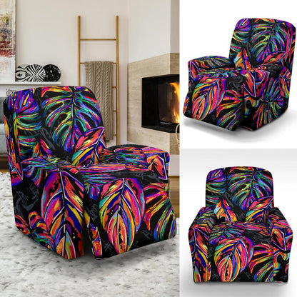 Neon Color Tropical Palm Leaves Recliner Slipcover-JORJUNE.COM
