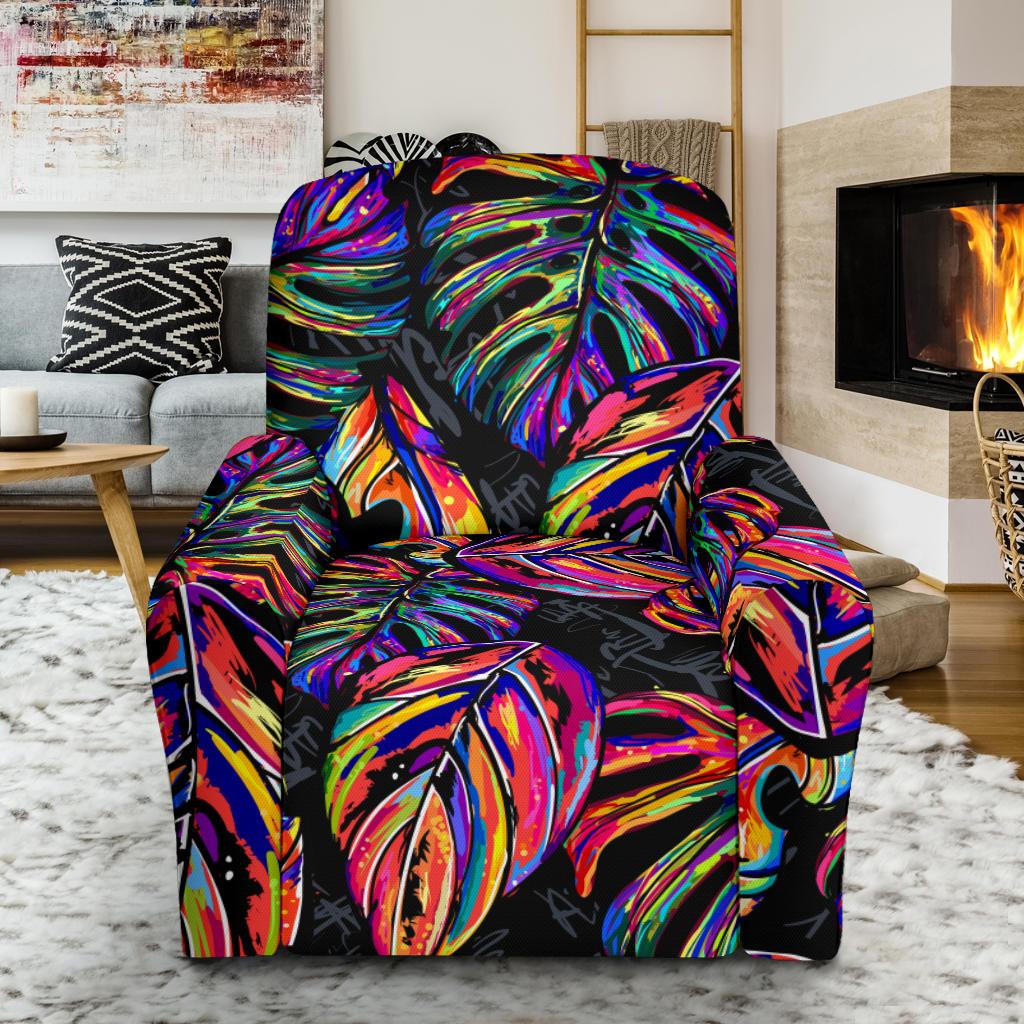 Neon Color Tropical Palm Leaves Recliner Slipcover-JORJUNE.COM