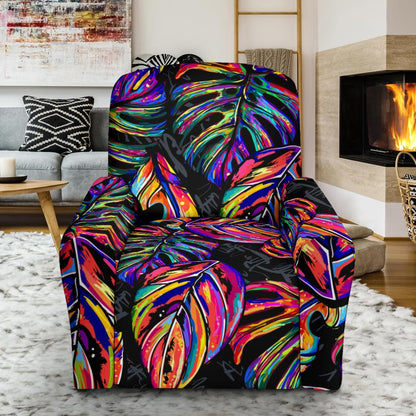 Neon Color Tropical Palm Leaves Recliner Slipcover-JORJUNE.COM