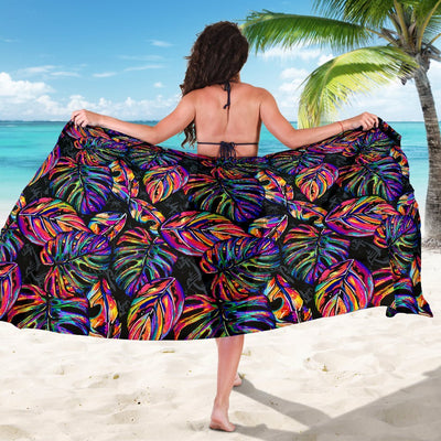 Neon Color Tropical Palm Leaves Beach Sarong Pareo Wrap