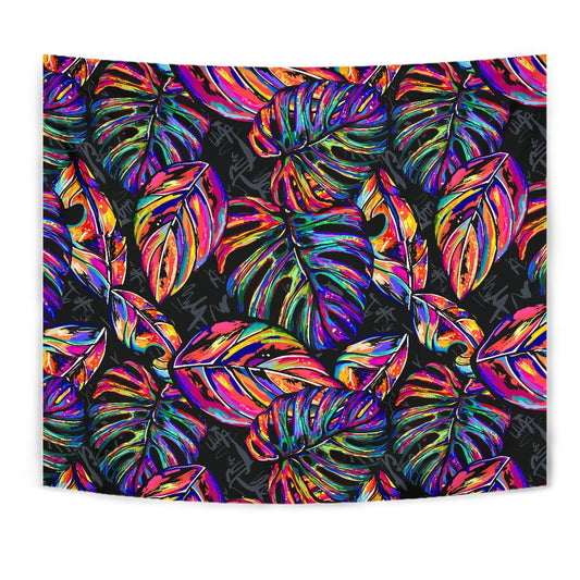 Neon Color Tropical Palm Leaves Tapestry