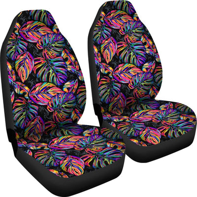 Neon Color Tropical Palm Leaves Universal Fit Car Seat Covers