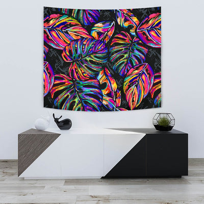 Neon Color Tropical Palm Leaves Wall Tapestry