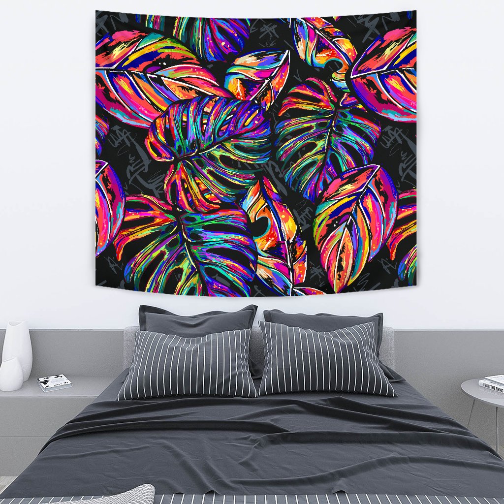 Neon Color Tropical Palm Leaves Wall Tapestry
