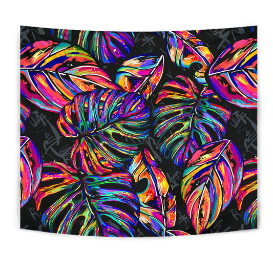 Neon Color Tropical Palm Leaves Wall Tapestry