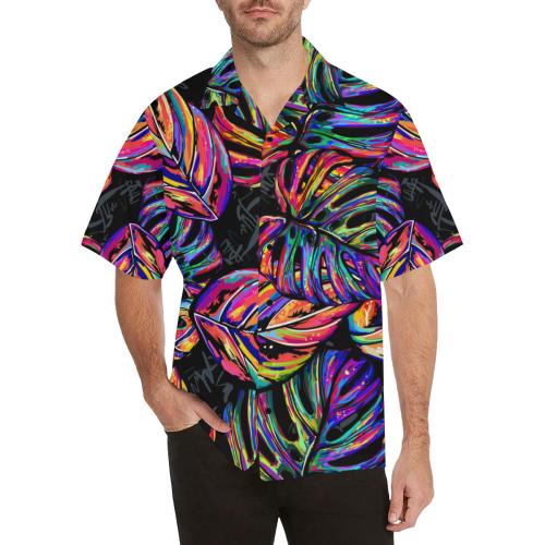 Neon Color Tropical Palm Men Hawaiian Shirt