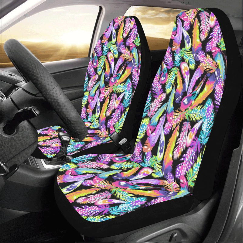 Neon Feather Pattern Print Design A02 Car Seat Covers (Set of 2)-JORJUNE.COM