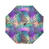 Neon Flower Tropical Palm Automatic Foldable Umbrella