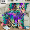 Neon Flower Tropical Palm Leaves Fleece Blanket