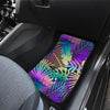 Neon Flower Tropical Palm Leaves Front and Back Car Floor Mats