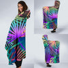 Neon Flower Tropical Palm Leaves Hooded Blanket-JORJUNE.COM