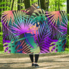 Neon Flower Tropical Palm Leaves Hooded Blanket-JORJUNE.COM