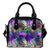 Neon Flower Tropical Palm Leaves Leather Shoulder Handbag