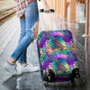 Neon Flower Tropical Palm Leaves Luggage Protective Cover