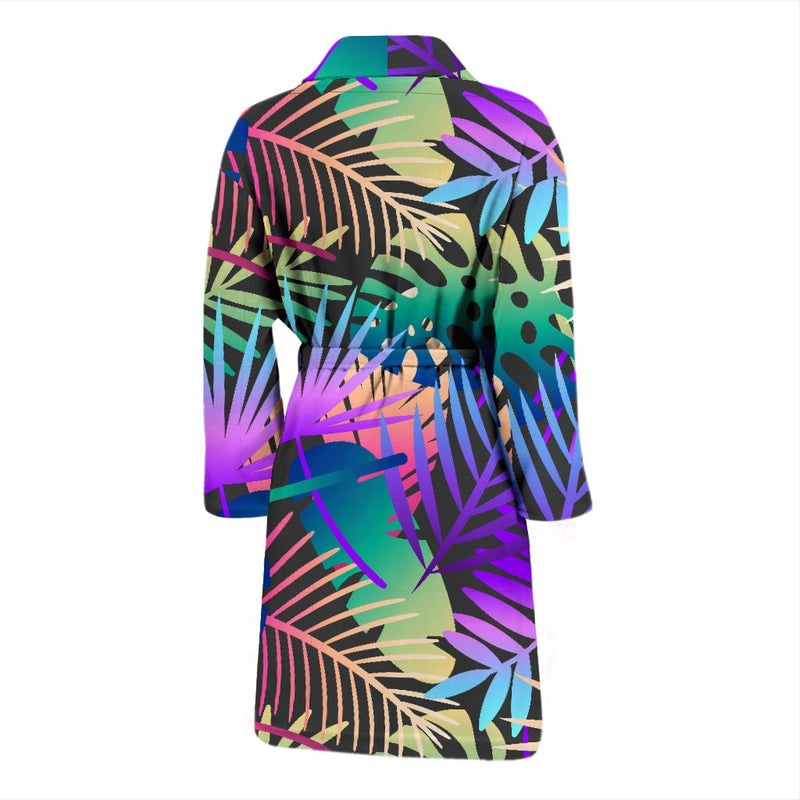 Neon Flower Tropical Palm Leaves Men Bath Robe